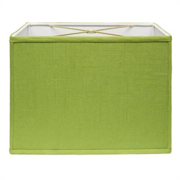 Retro Rectangle Hardback Lampshade in Apple Green Linen