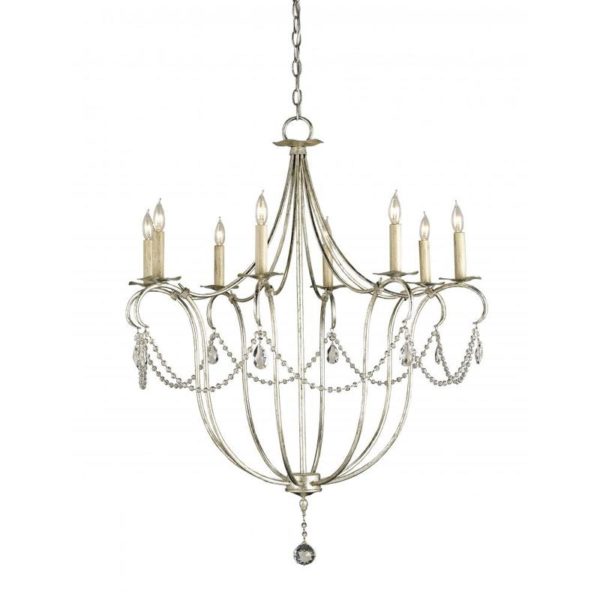 Currey Crystal Lights Silver Large Chandelier 9891