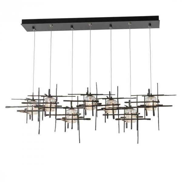 Hubbardton Forge Tura 7-Light Seeded Glass Rectangular Pendant