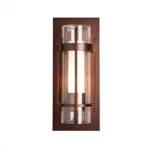 Hubbardton Forge Banded Seeded Glass Small Outdoor Sconce