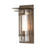 Hubbardton Forge Banded Seeded Glass Small Outdoor Sconce with Top Plate