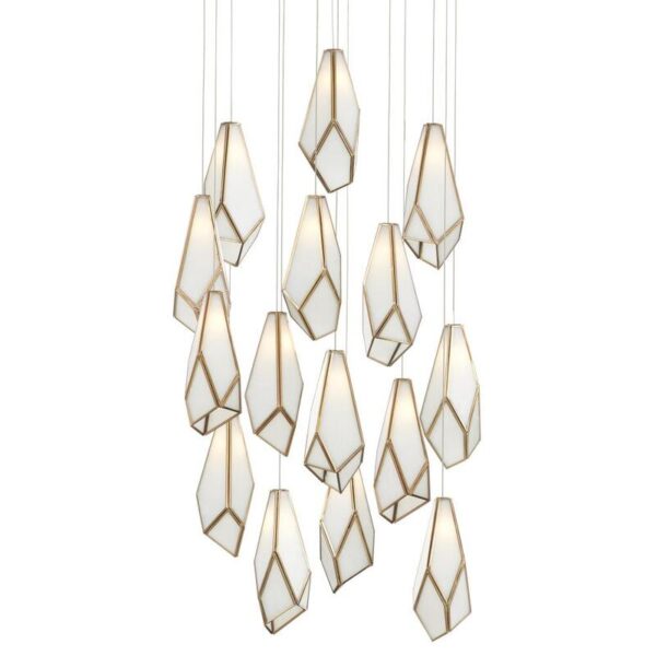 Currey Glace White Round 15 Light Multi Drop Pendant 9000 1036