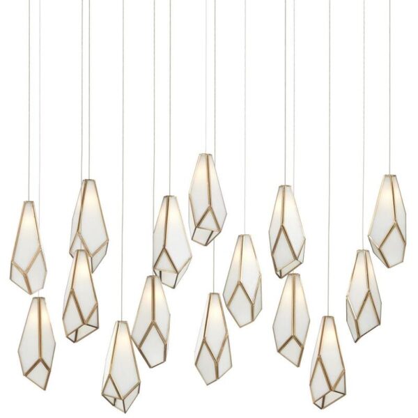 Currey Glace White Rectangular 15 Light Multi Drop Pendant 9000 1037