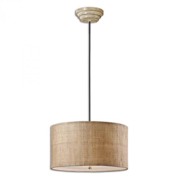 Uttermost Dafina 3 Light Burlap Drum Pendant 21933