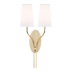 2 LIGHT WALL SCONCE w/WHITE SHADE 3712 AGB WS