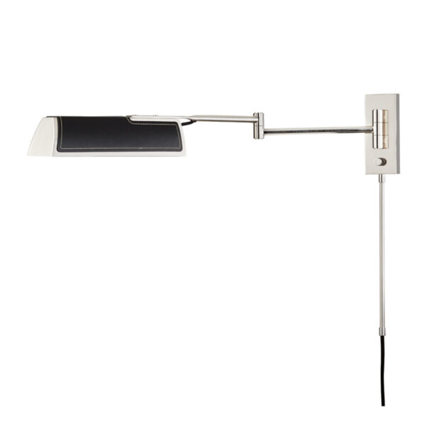 1 LIGHT SWING ARM WALL SCONCE W/ BLACK LEATHER 5331 BN
