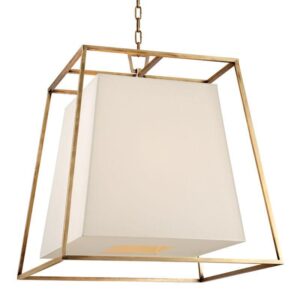 6 LIGHT CHANDELIER w/WHITE SHADE 6924 AGB WS