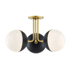 Mitzi by Hudson Valley Lighting Renee Semi Flush H344603 AGB BK
