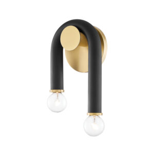 Mitzi by Hudson Valley Lighting Whit Wall Sconce H382102 AGB BK