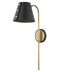 Mitzi by Hudson Valley Lighting Meta Plug in Sconce HL174201 AGB BK