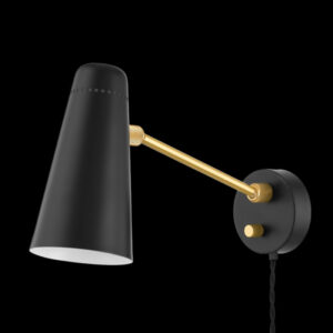 Mitzi by Hudson Valley Lighting ALEX Plug in Sconce HL598201 AGB SBK